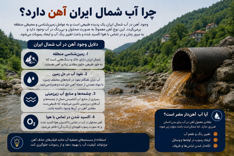 چرا آب شمال ایران آهن دارد